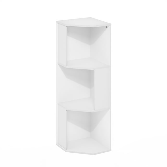Furinno Econ 3-Tier Freestanding Corner Shelf Bookcase, Bookshelf, White