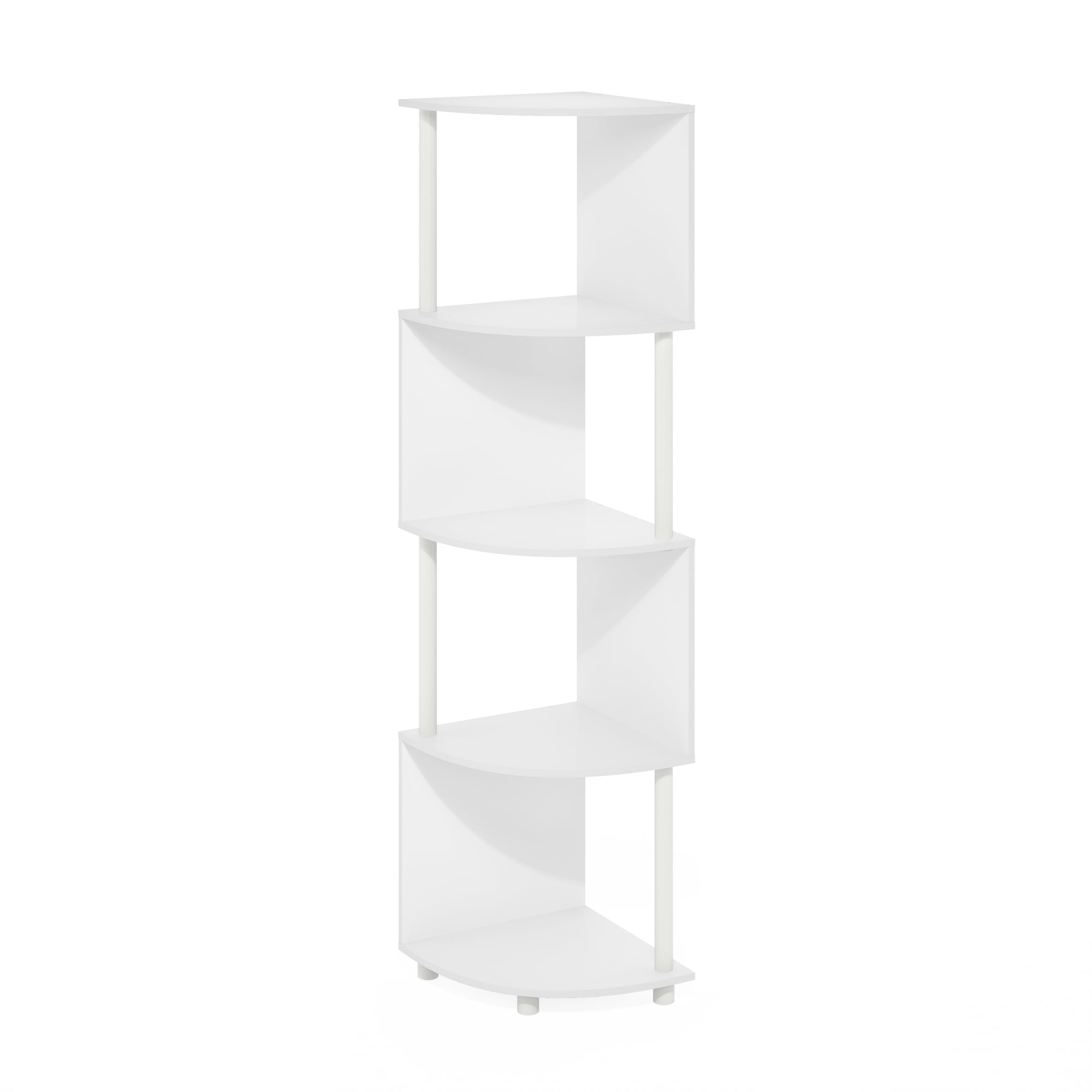 White Zigzag Corner Shelf Bookcase with PVC Tubes