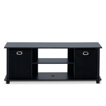 Furinno Econ Entertainment Center with Storage Bins, Black