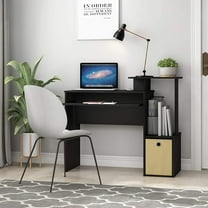 Furinno Econ Multipurpose Home Office Computer Writing Desk with Bin, Black, Keyboard Trays, CPU Storage, Drawer