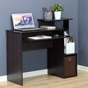 Furinno Econ Multipurpose Home Office Computer Writing Desk with Bin, Dark Walnut, Multiple Colors