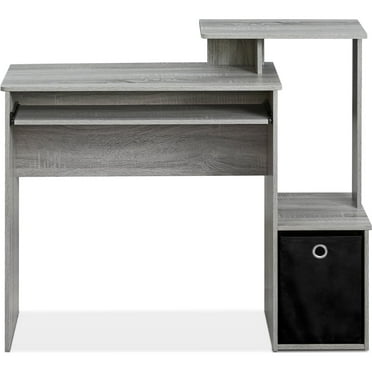 Furinno Econ Multipurpose Home Office Computer Writing Desk with Bin, French Oak Grey, Keyboard Trays, CPU Storage, Drawer