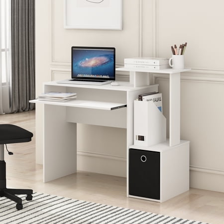 Furinno Econ Multipurpose Home Office Computer Writing Desk with Bin, White, Multiple Colors price history and forecast - Furinno 12095WH/BK