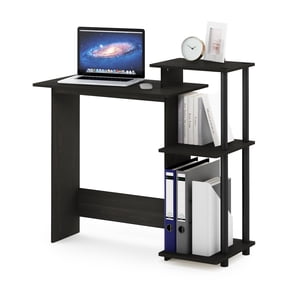 Furinno Efficient 29-Inch Black Computer Desk with Side Shelves, Gaming Desk with 3 Open Shelves, Home Office Desk, for Home Office, Study Room, Dorm, Bedroom, Black Espresso