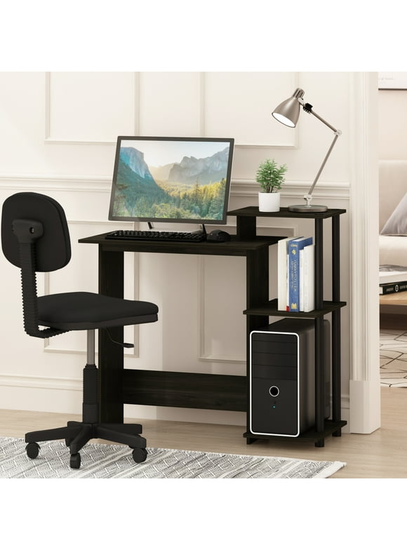 Furinno Efficient Home 15.6 in x 39.6 in x 33.6 in Composite Wood Portable Computer Desk, Dark Espresso/Black