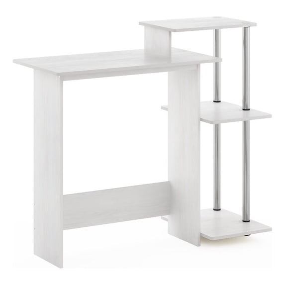 Furinno Efficient Home Laptop Notebook Computer Desk, White Oak, Stainless Steel Tubes
