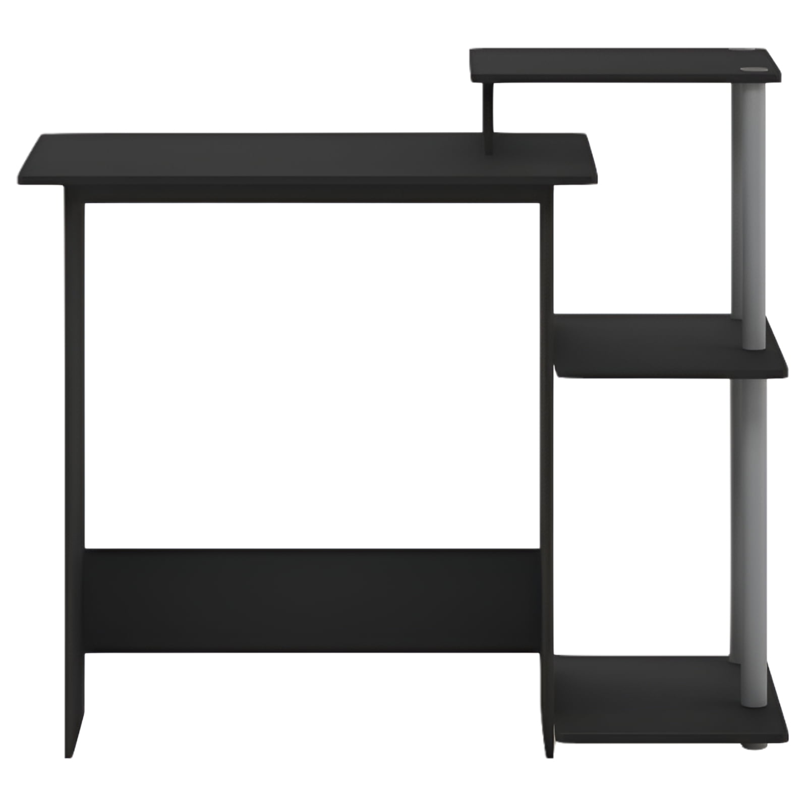 Modern Gray Wood Home Laptop Desk with Drawer and Shelves