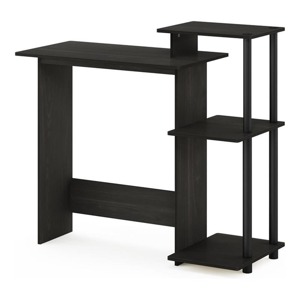 Espresso Black Compact Home Office Computer Desk with Shelves