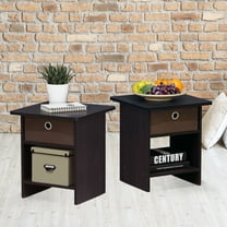 Furinno End Table/ Night Stand Storage Shelf with Bin Drawer, Espresso, Set of two