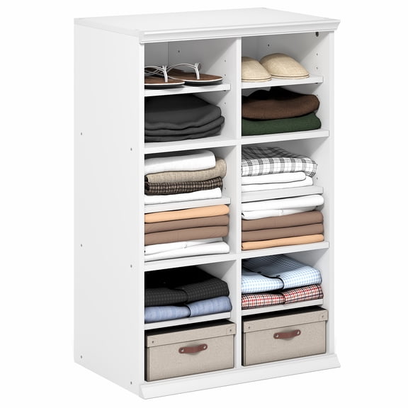 Furinno FANO Closet Organizers and Storage, 12-Cube Closet Organizer with Adjustable Shelves, Stackable Open Shelf Closet Shelves, 15.9 x 23.6 x 36.2 for Wardrobe, Bedroom, Living Room, White