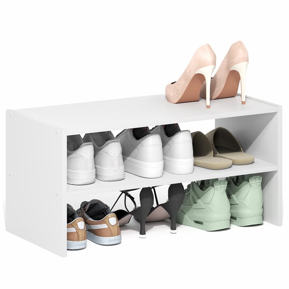 Furinno FANO 24-Inch Stackable Shoe Rack for Closet Entryway White
