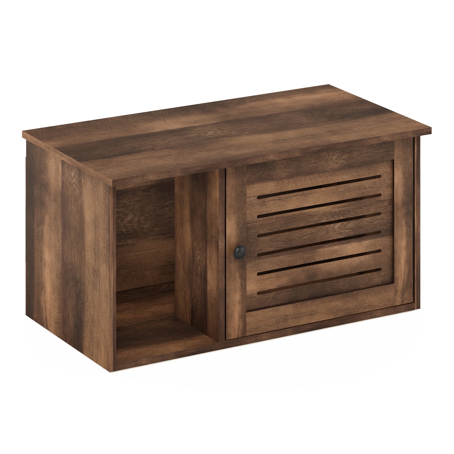 Rustic Brown Composite Wood Farmhouse Cat Litter Box with Divider