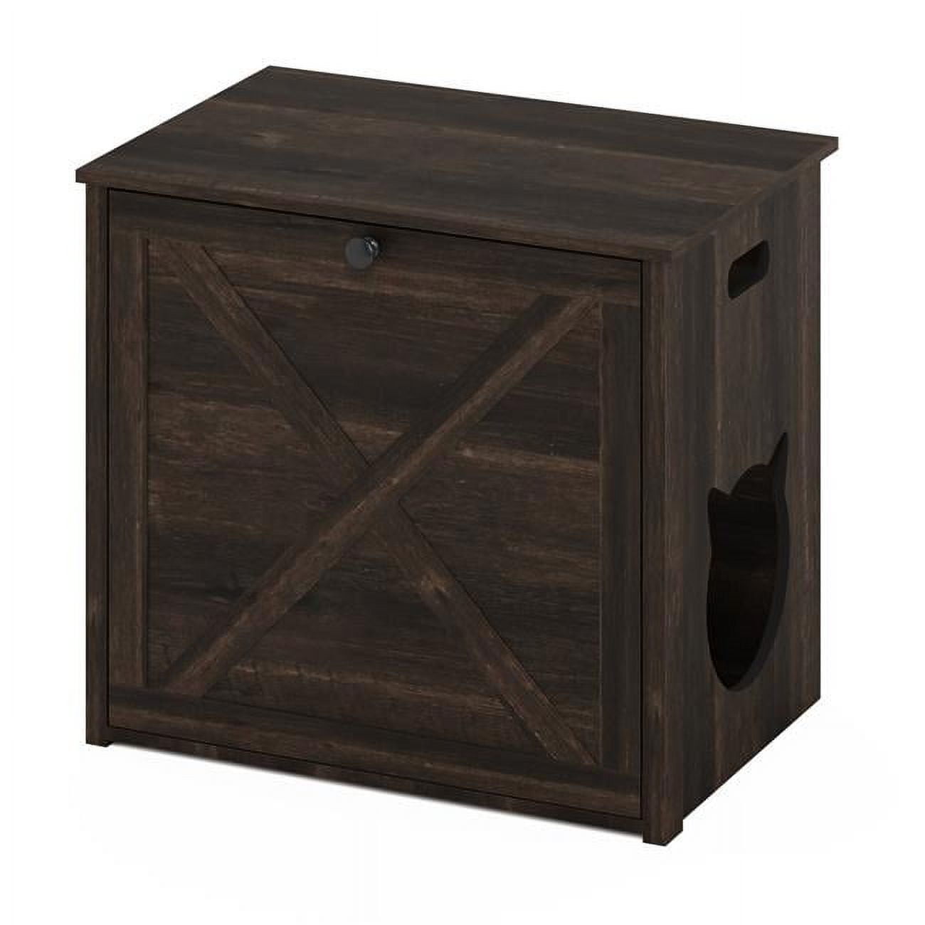 Ebony Composite Wood Small Cat Litter Box Enclosure with Single Door