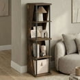 thumbnail image 1 of Furinno FLEXI 4-Cube Corner DIY Stackable Separable Display Bookcase Amber Pine, 1 of 4
