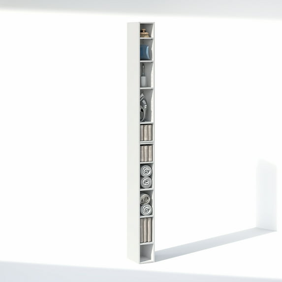 Furinno FULDA 10-Tier Closet Organizer Adjustable Open Shelf 6" Width White