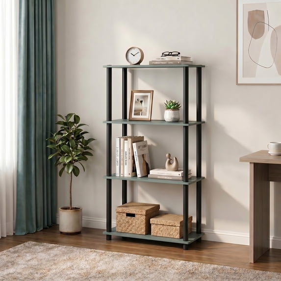 Furinno FULDA 2-Tier 8-In Width Narrow Bookcase 9.3 x 7.9 x 21.2 White