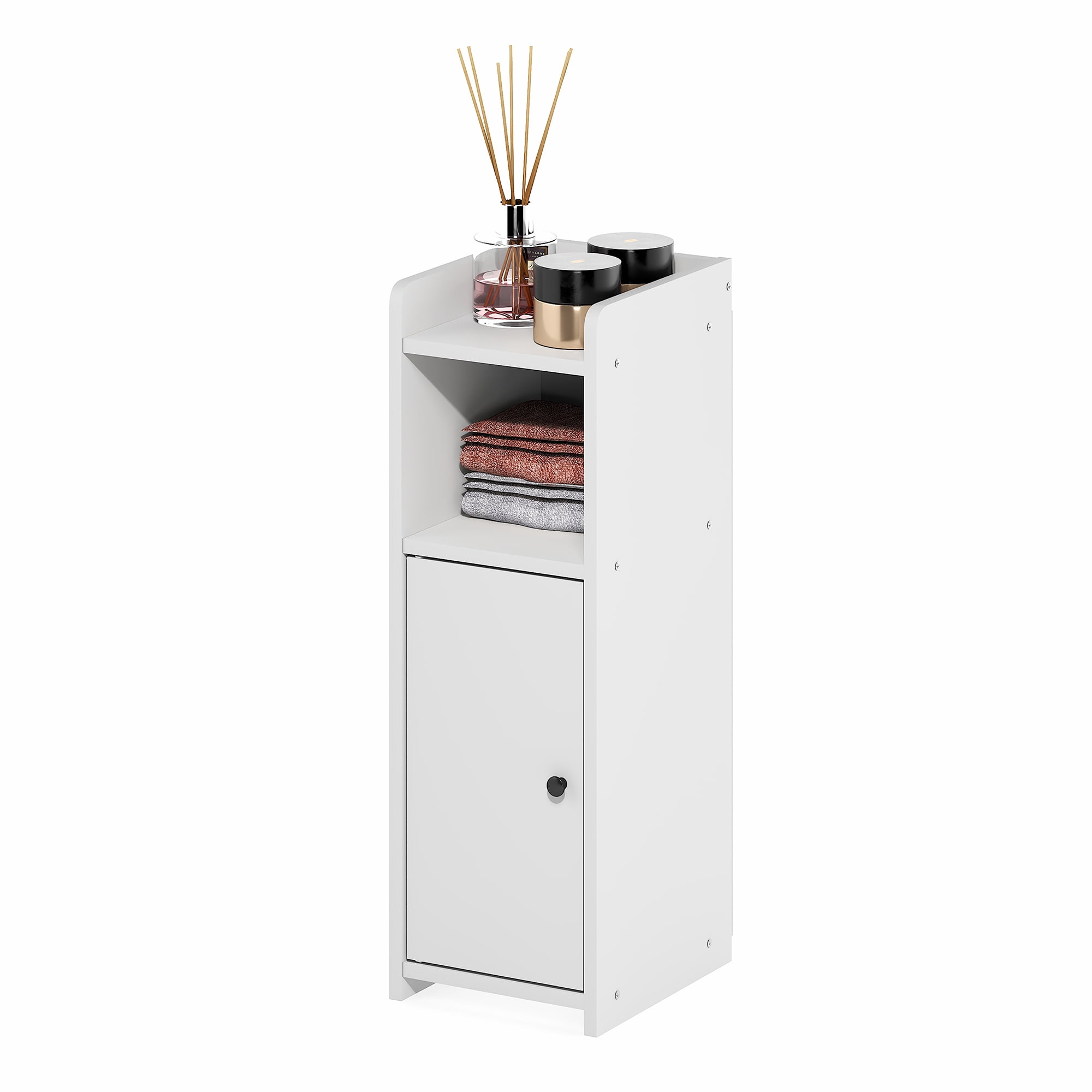 Furinno FULDA 4-Tier Narrow AdJUSTable Shelves Bathroom Cabinet White