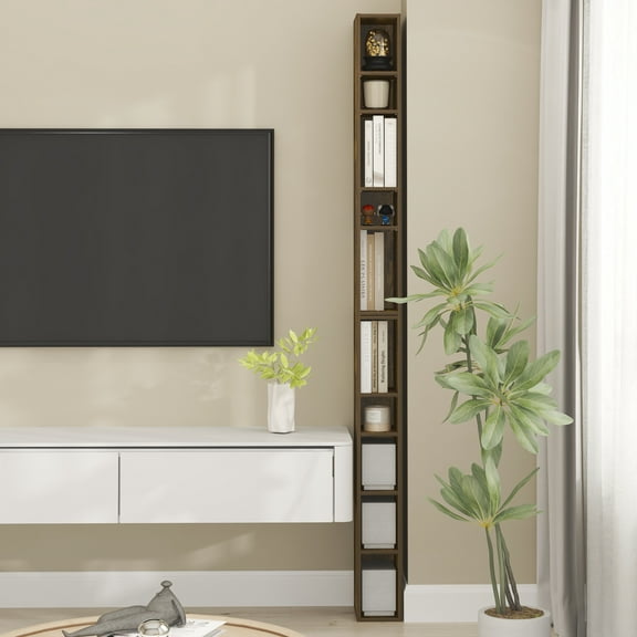 Furinno FULDA 10-Tier Bookshelf with Storage Shelf Amber Pine