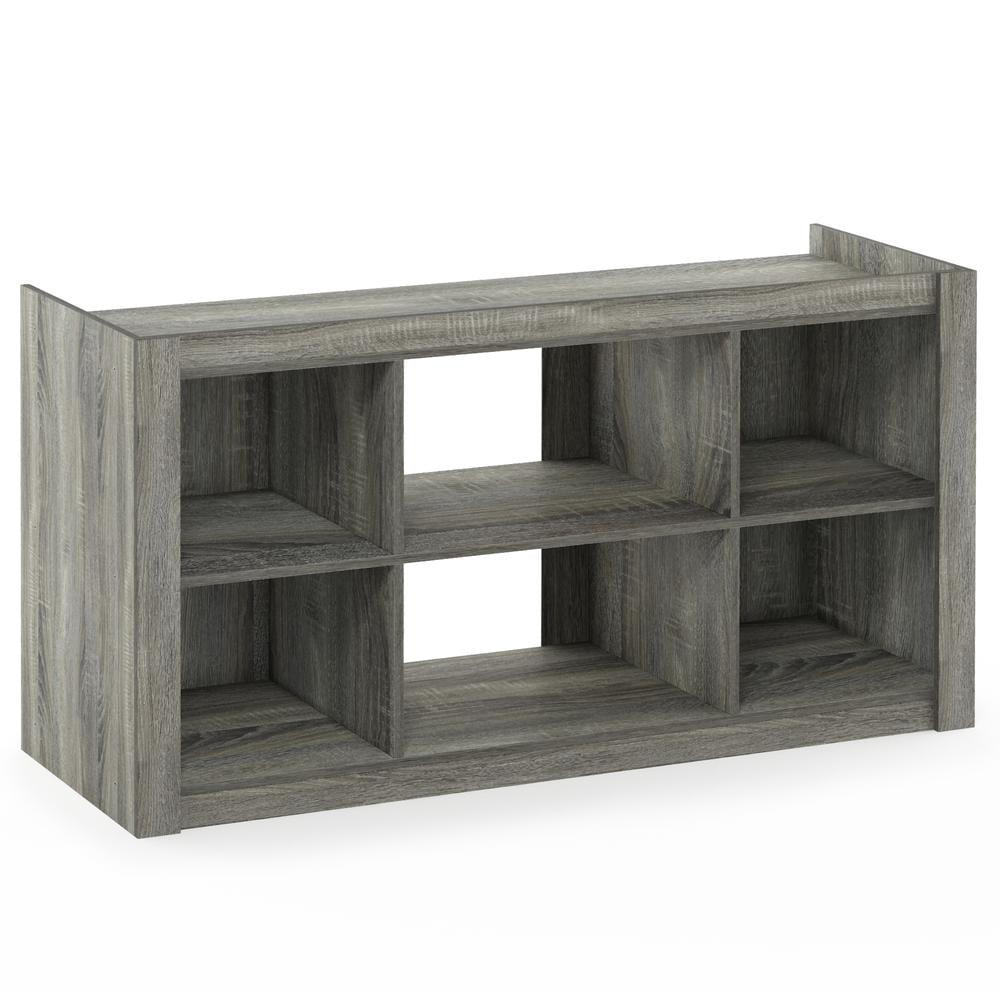 French Oak Gray Multipurpose TV Stand with Bookshelves
