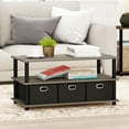 thumbnail image 1 of Furinno Frans Turn-N-Tube Coffee Table with Bin Drawers, French Oak Grey/Black/Black, 1 of 6