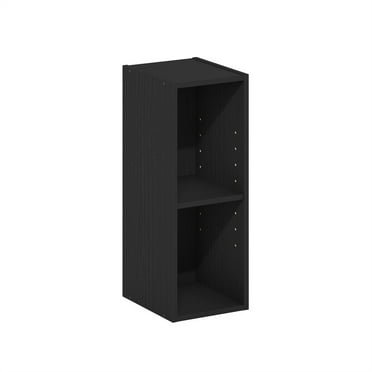 Furinno Fulda 2-Tier Space Saving Storage Shelf Bookcase, 8-Inch Width, Blackwood