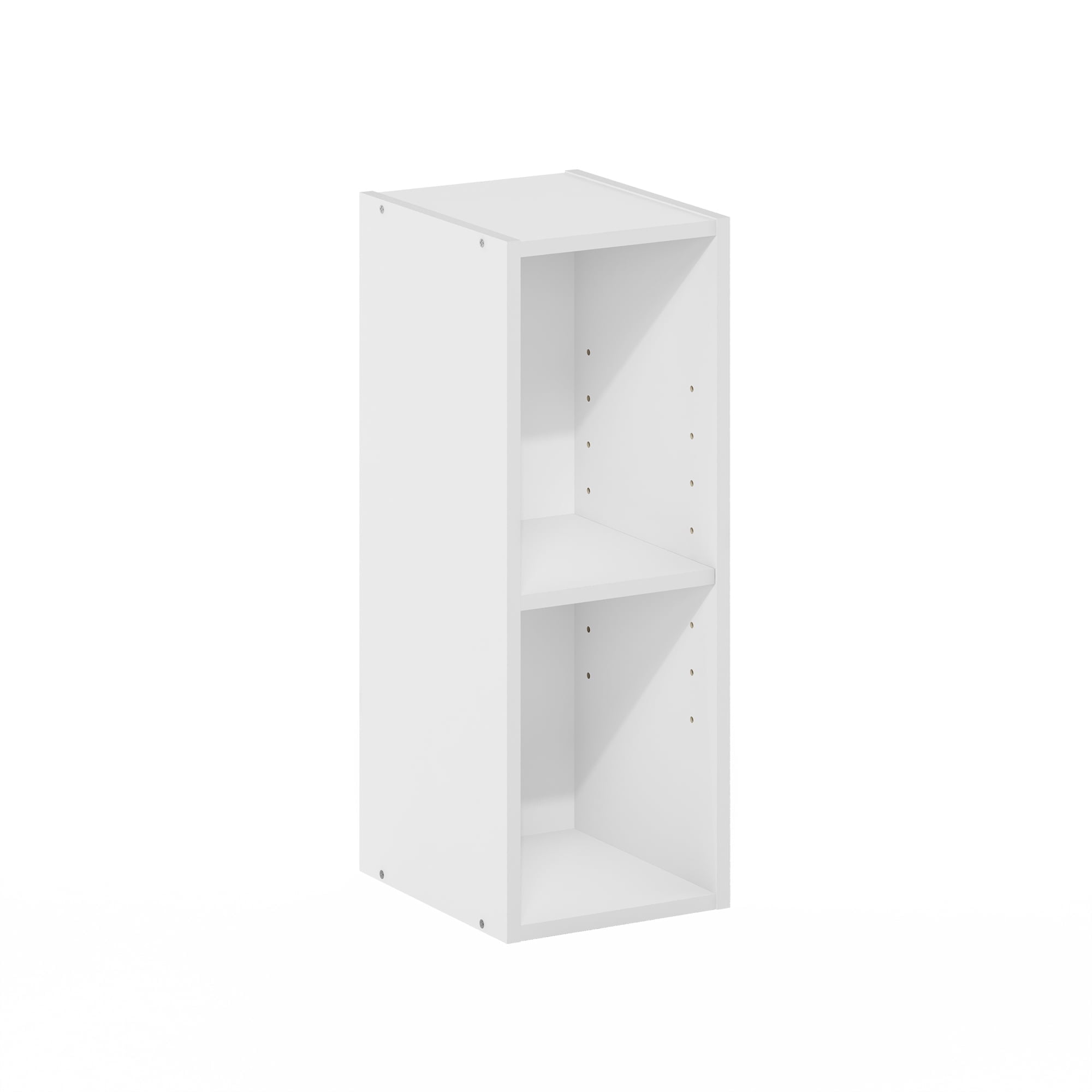 Compact White Wood Adjustable 2-Tier Storage Shelf Bookcase