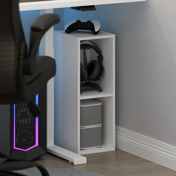 Furinno Fulda 2-Tier Space Saving Storage Shelf Bookcase, 8-Inch Width, White