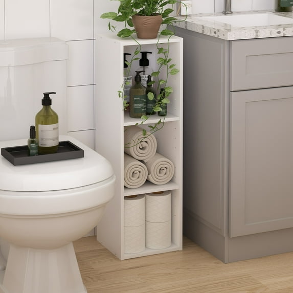 Furinno Fulda 3-Tier Space Saving Storage Shelf Bookcase, 10-Inch Width, White