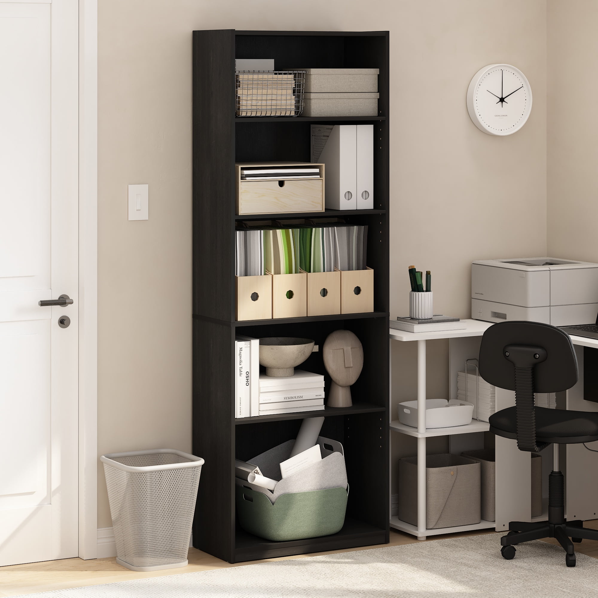 Furinno GEHRY 5-Tier Bookshelf with AdJUSTable Shelves in Darkwood