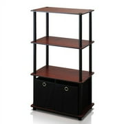 Furinno Go Green 4-Tier Storage Rack Shelving Unit w/Bins in Set of 2
