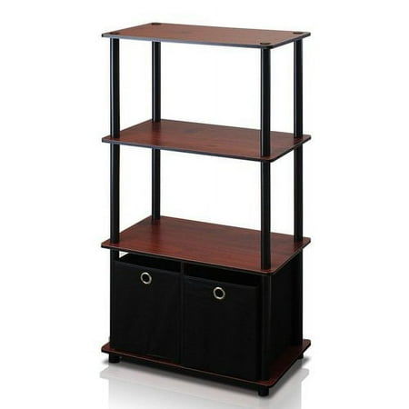 Furinno Go Green 4-Tier Storage Rack Shelving Unit w/Bins in Set of 2