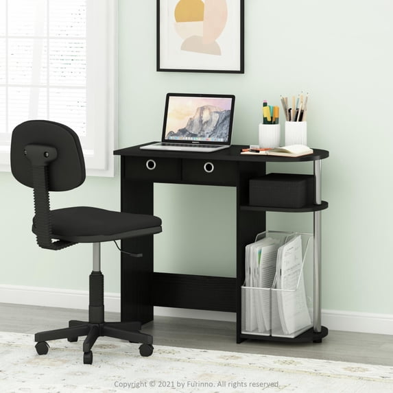 Furinno Go Green Home Laptop Notebook Computer Desk/Table, Americano/Stainless Steel