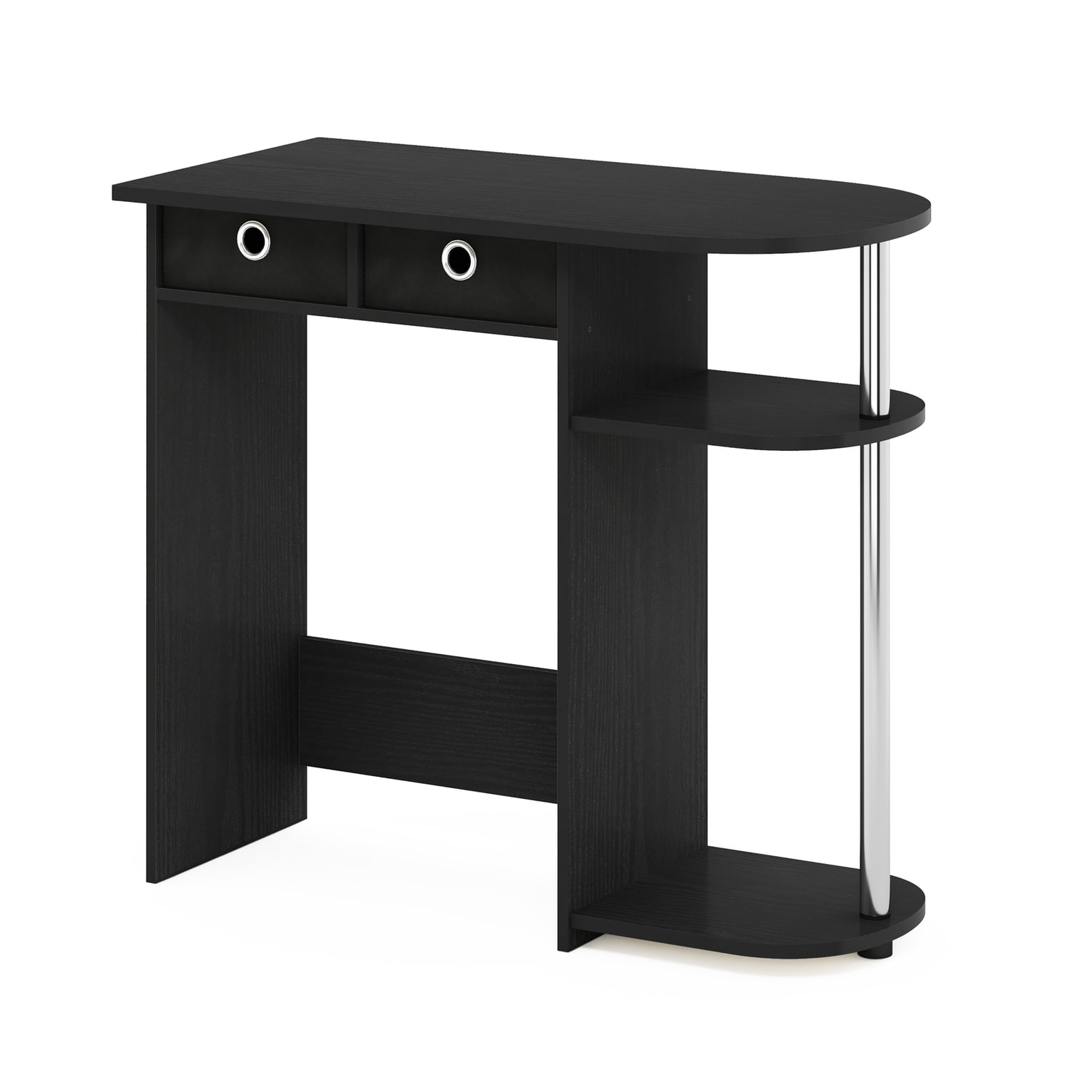 Espresso Composite Wood Compact Desk with Drawer and Shelves