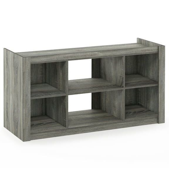 Furinno Gruen Multipurpose 6-Compartment Open Storage Bookcases for Home Office, French Oak