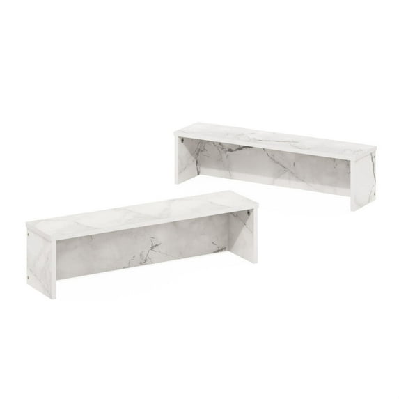 Furinno Helena 23-Inch Kitchen Counter Stackable Organizer Shelf, Marble White, Set of 2