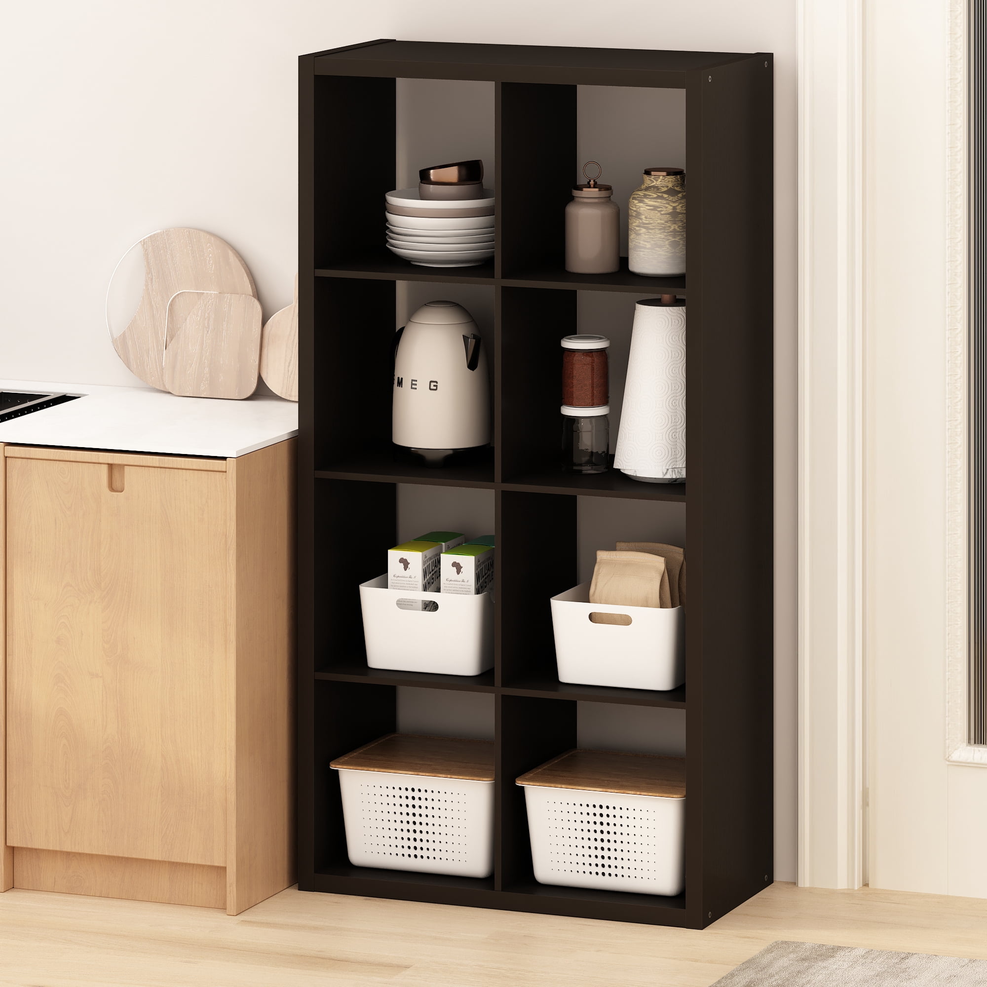 Furinno Hermite 8-Cube Open Shelves Kitchen Storage, Kitchen Island ...