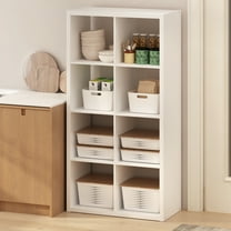 Furinno Hermite 8-Cube Open Shelves Kitchen Storage, Kitchen Island, Bakers Rack, Buffet Sideboard, White