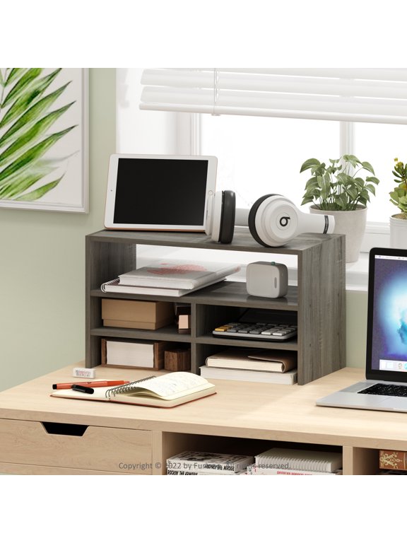 Hermite Desk Top Organizing Shelf Bookcase, French Oak
