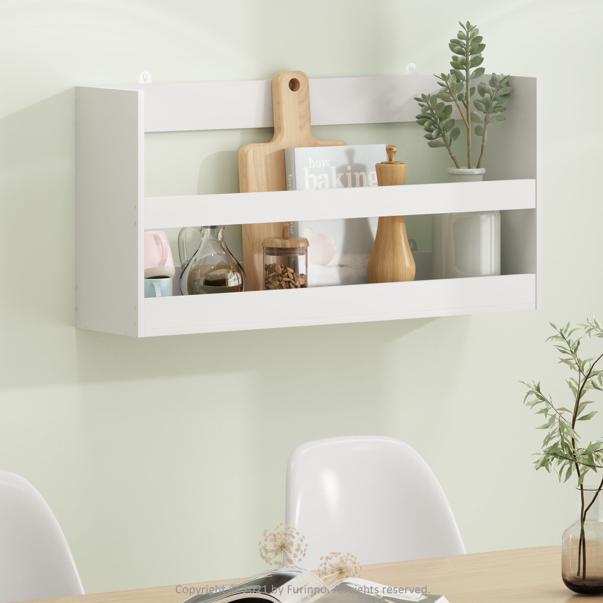 Furinno Hermite Multipurpose Wall Mounting Storage Shelf, White