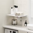 thumbnail image 1 of Furinno Claude 2-Tier White Coffee Table, Mid-Century Style Coffee Table with Wooden-Legs, Side Table with Open Shelf, for Living Room, Bedroom, Home Office, Light Marble, 1 of 6