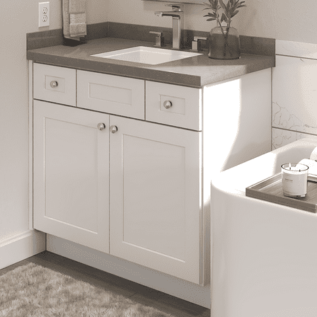 Furinno Shaker 2-Drawer Bath Vanity Cabinet without Top, Ready to Assemble, 21 D x 36 W x 34.5 H, White