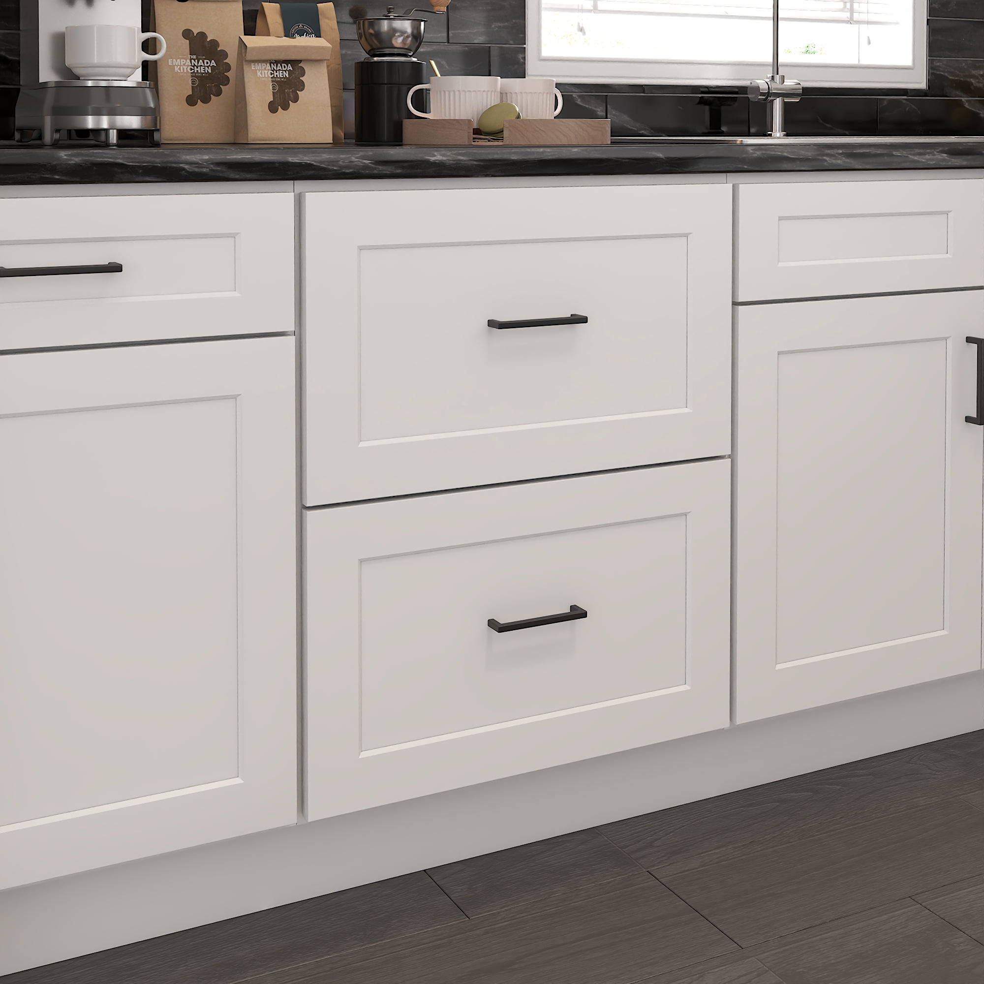 Furinno Shaker Drawer Base Kitchen Cabinet with 2-Drawers, Ready to Assemble, 24 D x 24 W x 34.5 H, White