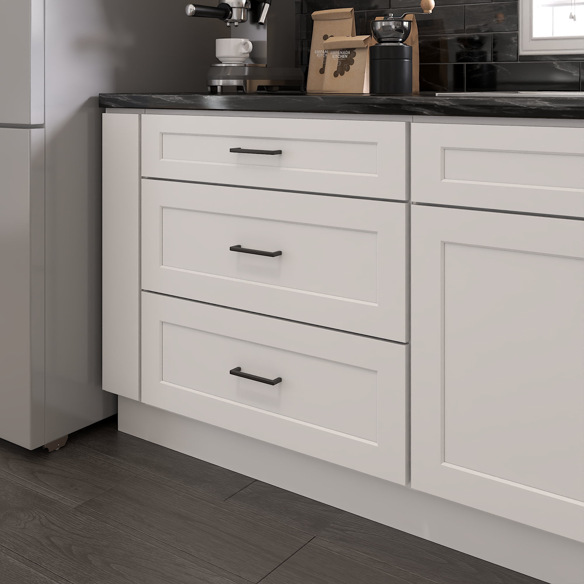 Furinno Shaker Drawer Base Kitchen Cabinet with 3-Drawers, Ready to Assemble, 24 D x 30 W x 34.5 H, White