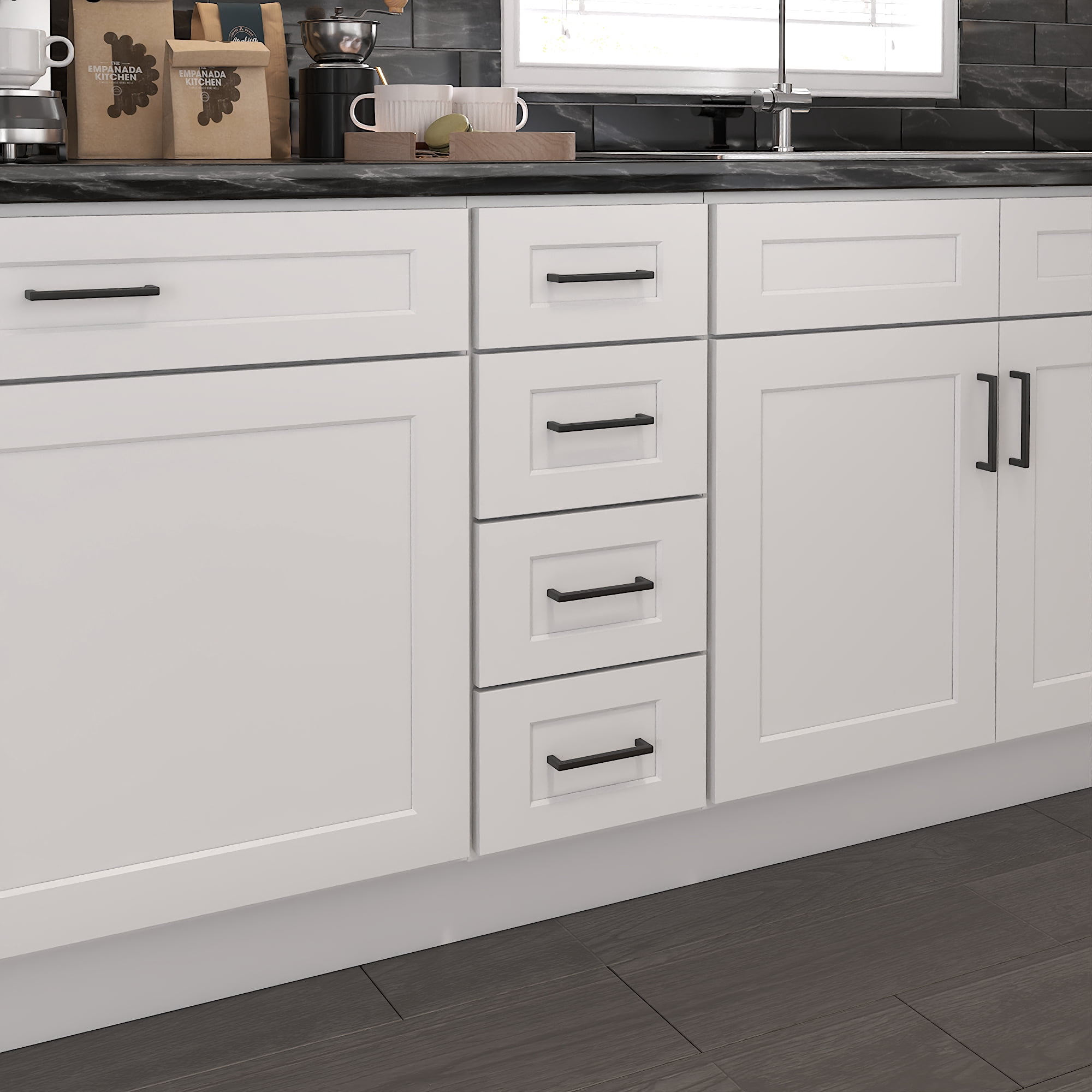 Furinno Shaker Drawer Base Kitchen Cabinet with 4-Drawers, Ready to Assemble, 24 D x 12 W x 34.5 H, White