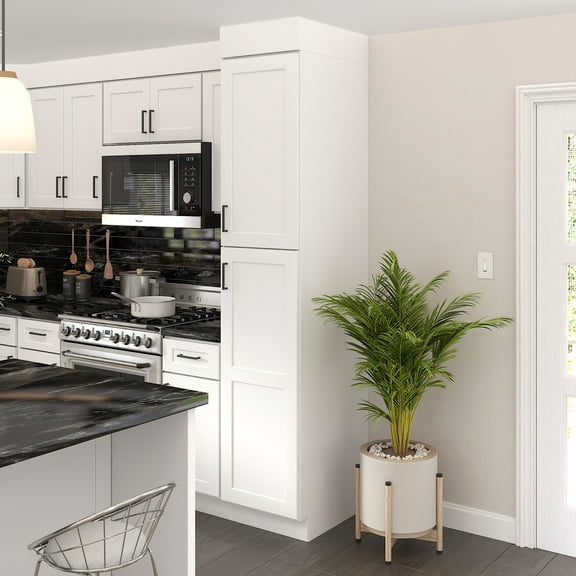 Furinno Shaker Utility Kitchen Cabinets with 2-Doors, Ready to Assemble, 18 in. W x 24 in. D x 90 in. H in, White