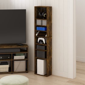 Furinno Indo 8-Tier Adjustable Shelves Multimedia Media Storage Tower Rack, Amber Pine