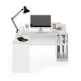 Furinno Indo White LShaped Desk with Corner Bookshelves