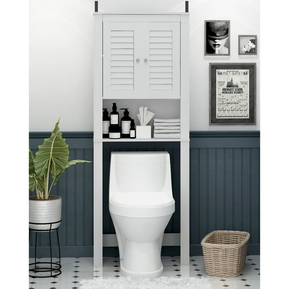 Furinno Indo Louver Door Bath Cabinet, White