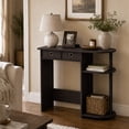 thumbnail image 1 of Furinno JAYA 32-Inch 2 Fabric Drawers Open Shelves Console Table. Dark Walnut, 1 of 4