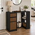 thumbnail image 1 of Furinno JAYA 40-Inch Black 3 Fabric Drawers Entryway Table. Espresso, 1 of 5